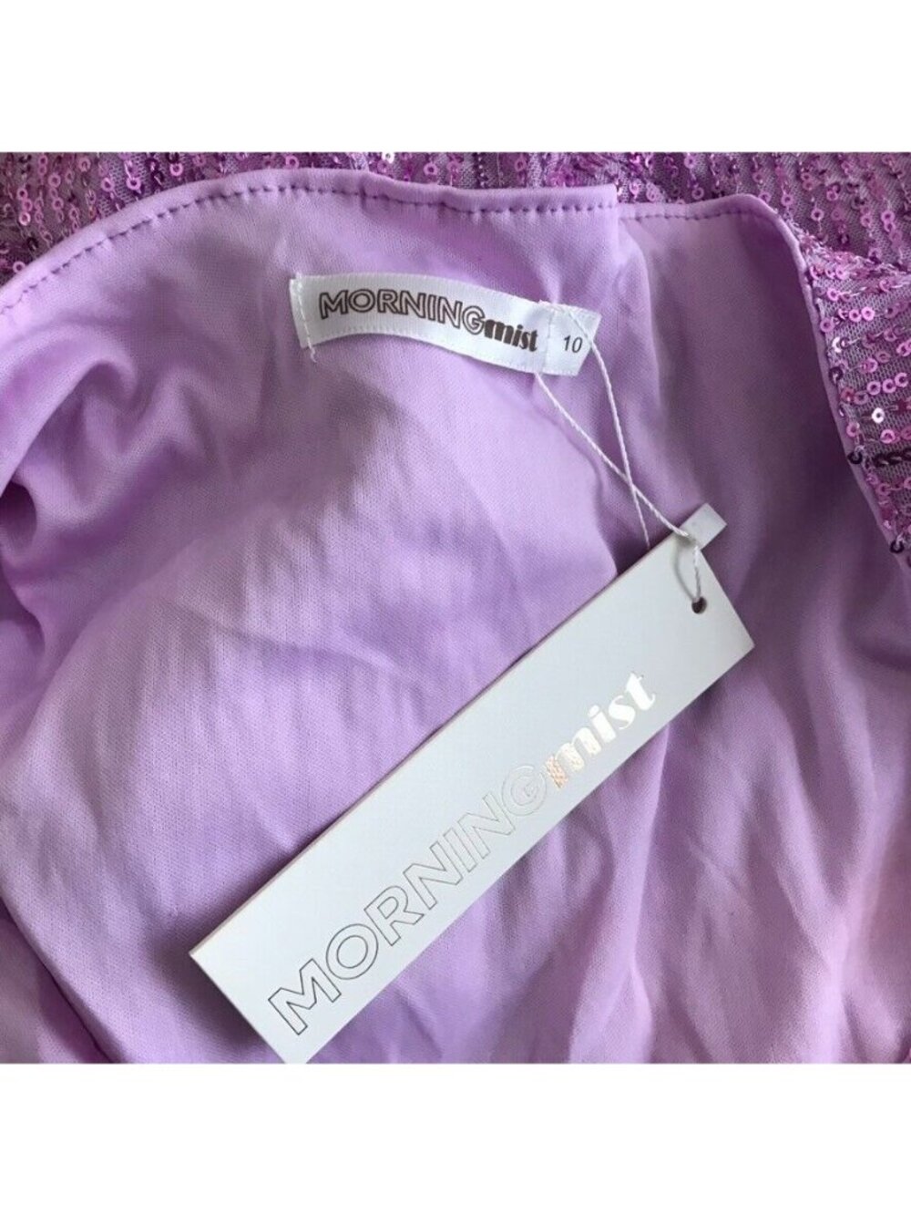 Morning mist pippa one shoulder sequin mini dress lilac size large women's new - Picture 6 of 13